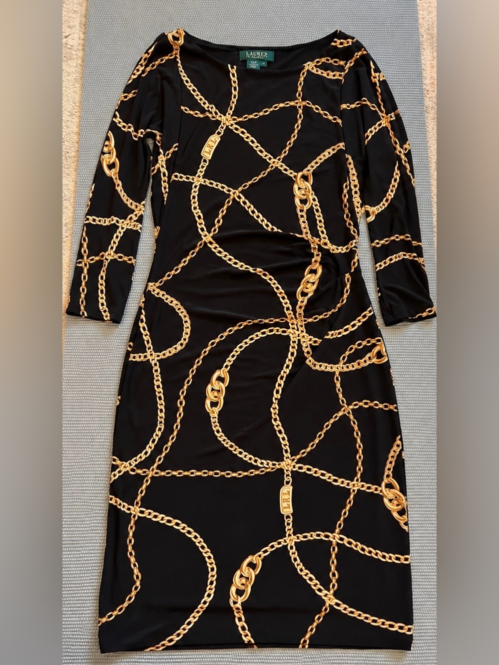Lauren Ralph Lauren Chain Print Midi Dress Size Medium
